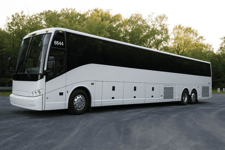 exterior of Charter Bus Rental West Des Moines coach bus