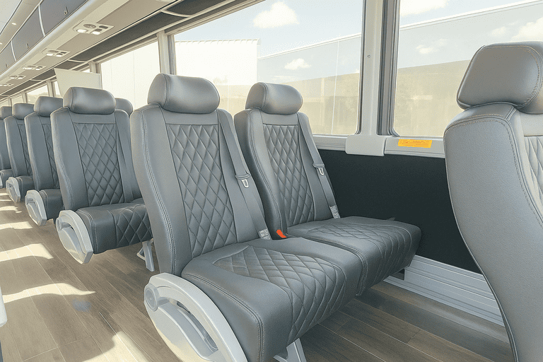 interior of Charter Bus Rental West Des Moines charter bus